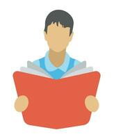 A school boy holding and reading book vector