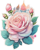 Blooming Rose Pink Illustration AI Generative png