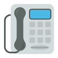 A calling device with receiver and dialing pad attached to cable depicting landline handset. vector