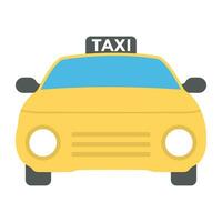 A yellow colored car moving on a way representing taxi for travelling. vector