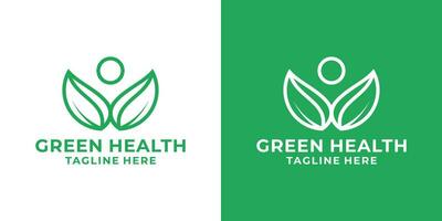 logo design leaf and people health inspiration vector illustration