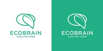 logo design brain and leaf line inspiration vector illustration