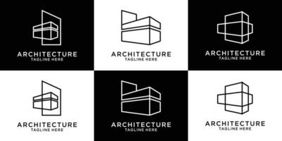 conjunto logo arquitectura vector ilustración modelo línea inspiración