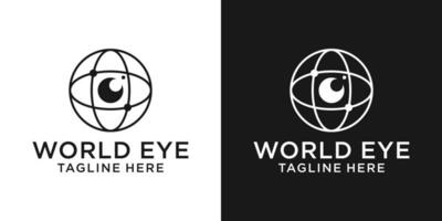 logo design world globe and eye camera icon inspiration vector