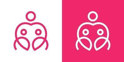 logo design of heart element combined with people and made in line style, this icon is suitable for family logo vector