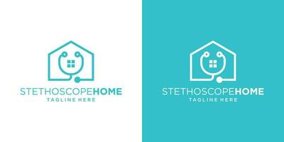 logo design line stethoscope and home icon vector illustration