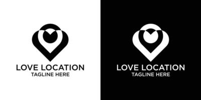 logo diseño amor y alfiler ubicación icono vector ilustración