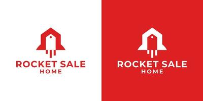 logo design home with rocket and sale vector inspiration illustration