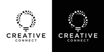 logo design creative inspiration connection and lamp,idea icon vector