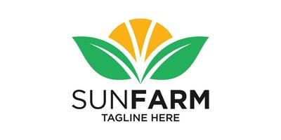 logo design creative farm and sun icon vector illustration