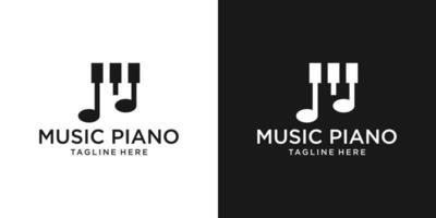 logo diseño música piano y Nota música clásico icono vector inspiración