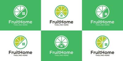logo diseño Fruta y hogar resumen icono vector ilustración