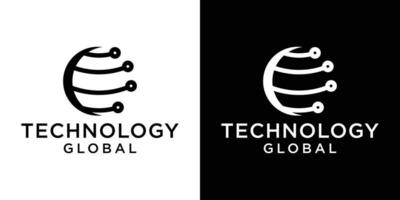 logo design global technology style icon vector illustration