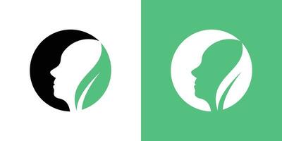 logo design elements head and leaves in a circle to make the logo look abstract vector