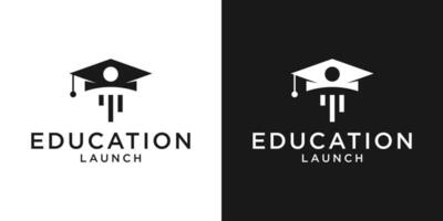 logo design education with launch simple vector illustration