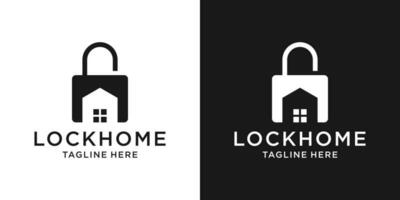 logo design lock with home simple negative space vector