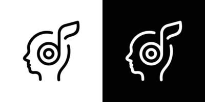 logo design element of a human head combined with musical notes, this icon was created with line style vector