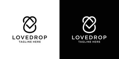 logo design line love and drop water icon vector illustration