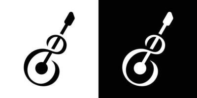 infinity logo design element combined with guitar and made in abstract style vector