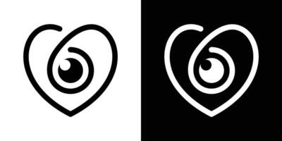 lens element logo design combined with heart made in line and minimalist style vector