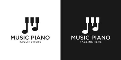 logo design music piano and note abstract icon illustration vector