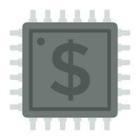 Processor chip with dollar sign indicating cryptocurrency vector