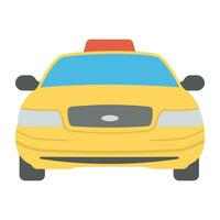 A yellow colored car moving on a way representing taxi for travelling. vector