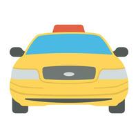 A yellow colored car moving on a way representing taxi for travelling. vector