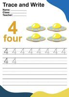 Trace and write number for children. Exercise for children to recognize the number. Educational worksheet for preschool. Vector file.