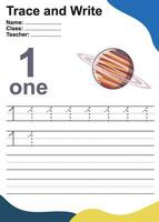 Trace and write number for children. Exercise for children to recognize the number. Educational worksheet for preschool. Vector file.