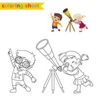 Coloring activity for children with space exploration theme. Vector illustration file.