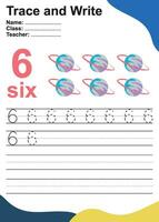 Trace and write number for children. Exercise for children to recognize the number. Educational worksheet for preschool. Vector file.