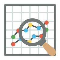 Magnifying glass over line graphs representing statistical analysis and comparison vector