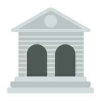 Bank building, bank exterior flat icon vector