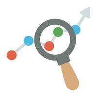 Magnifying glass over line graphs representing statistical analysis and comparison vector