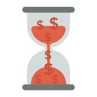 Dollars inside hourglass representing concept of time is money vector