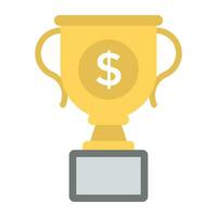 A golden prize cup with dollar sign representing financial success vector
