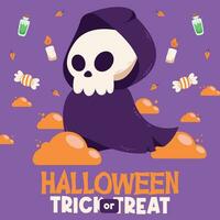 flat halloween background banner social media template vector