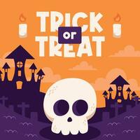 flat halloween skull background banner social media template vector