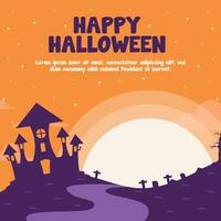 flat halloween background banner social media template vector