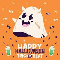 flat halloween ghost background banner social media template vector