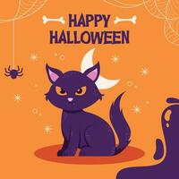 flat halloween background banner social media template vector