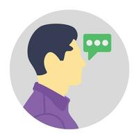 Speech bubble, flat icon man talking vector