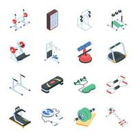 Trendy Set of Exercise Tools Isometric Icons vector