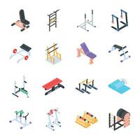 Pack of Gym Accessories Isometric Icons vector