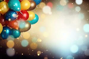 Colorful balloons with bokeh background, birthday celebration background photo