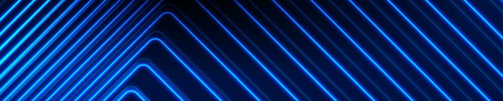 Blue glowing neon lines abstract tech banner vector