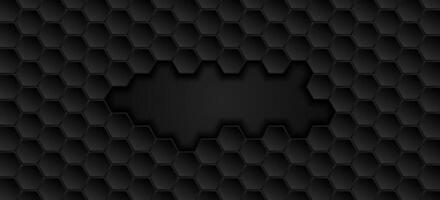 Black geometric hexagons abstract technology background vector