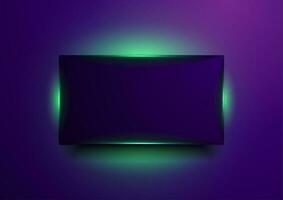 Violet glowing frame with green fluorescent neon light abstract background vector