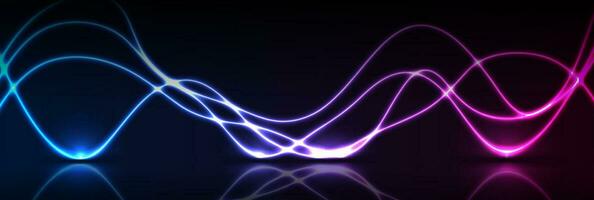Blue purple neon waves abstract technology background vector